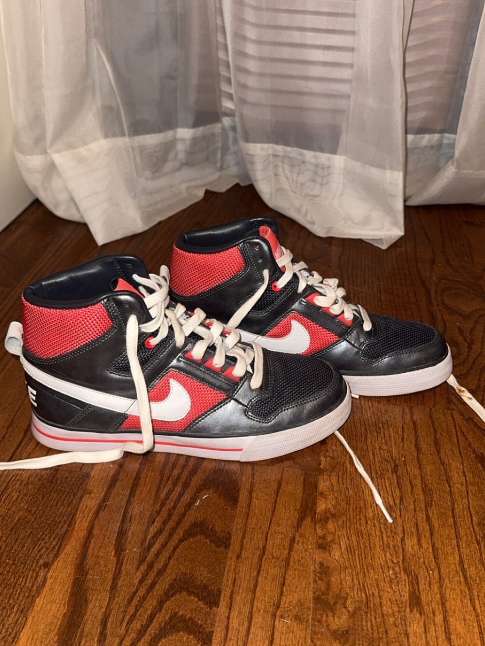 Nike Women’s High-Top Sneakers in Black, Red, and White